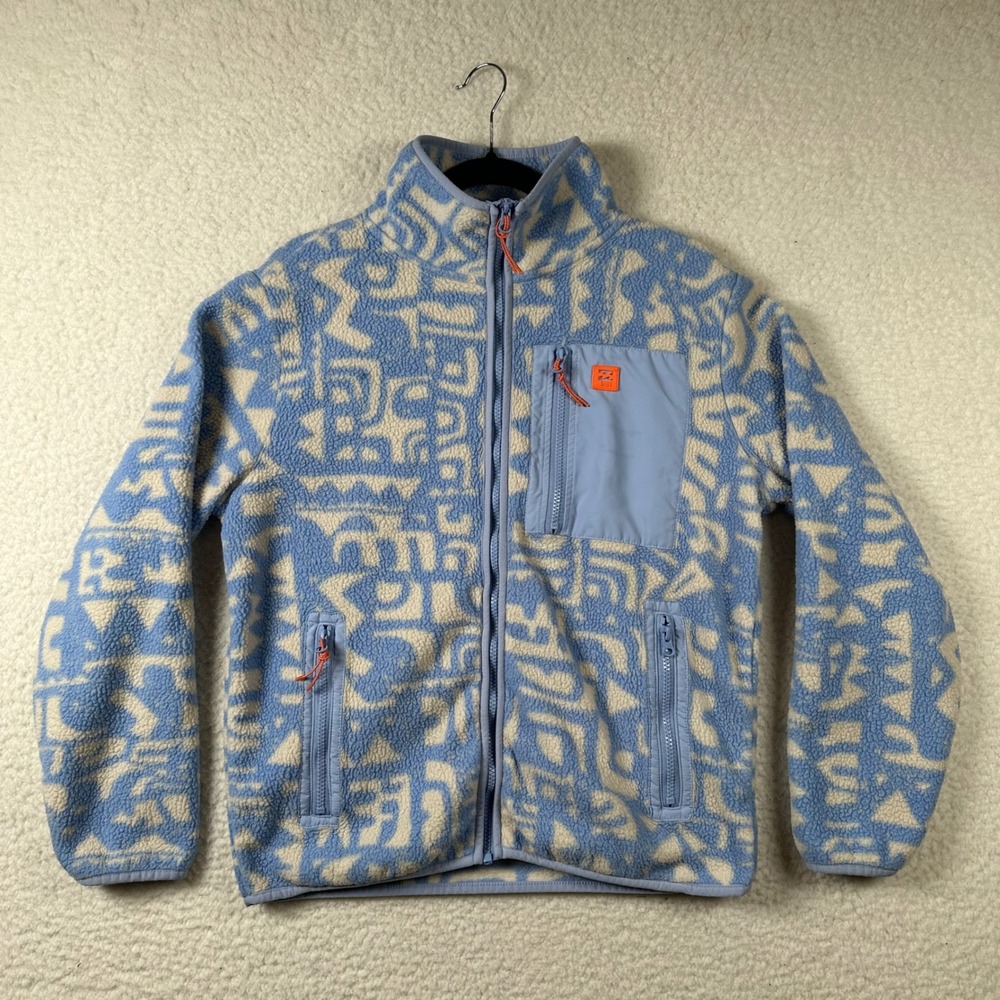 Billabong Adventure Division Fleece Jacket Womens M Tribal Geometic Blue Outdoor
